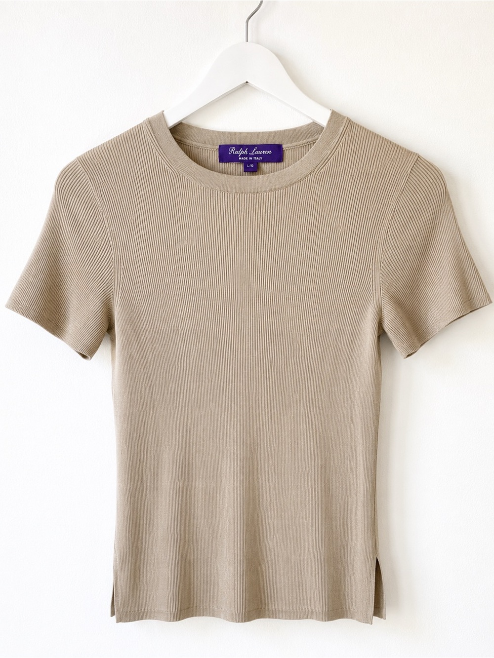 Ralph Lauren Purple Label 100% Silk Rib Knit Short Sleeve Sweater Made in Italy - Picture 2 of 7